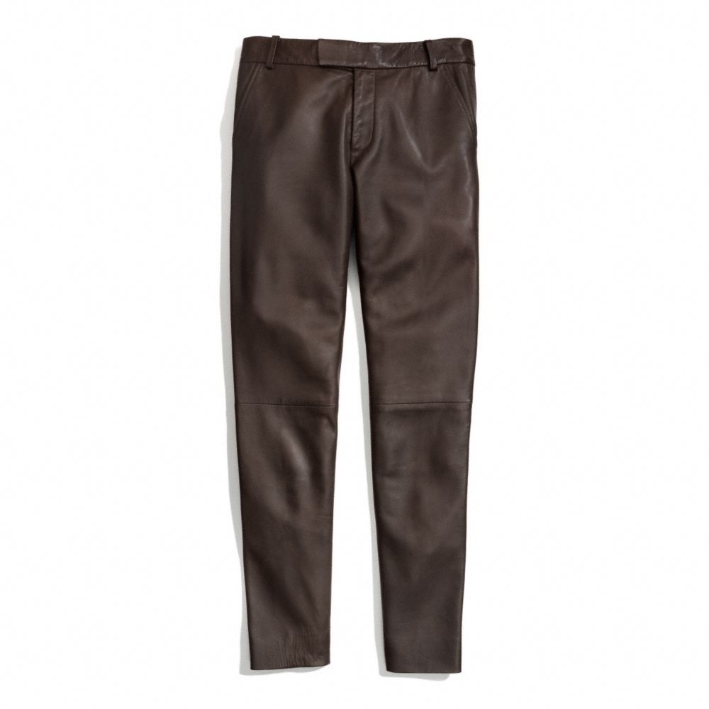 Coach Leather Cigarette Trouser Mahogany
